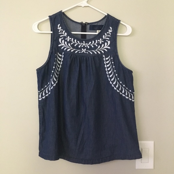 Embroidered denim tank - Picture 2 of 5